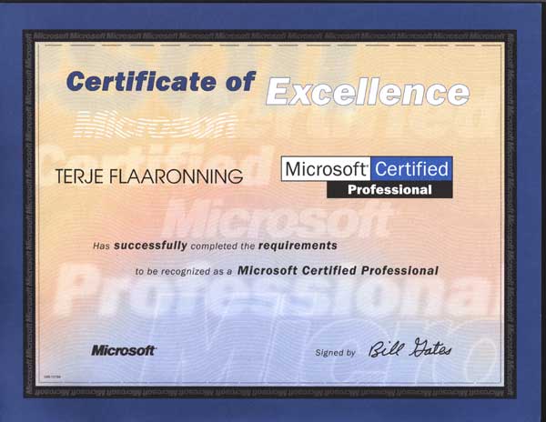 2000.07.18: Microsoft Certified Professionalt