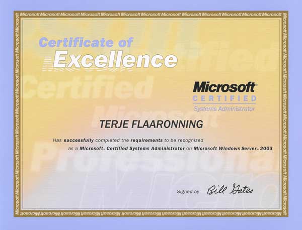 2004.02.27: Microsoft Certified Systems Administrator, Windows Server 2003