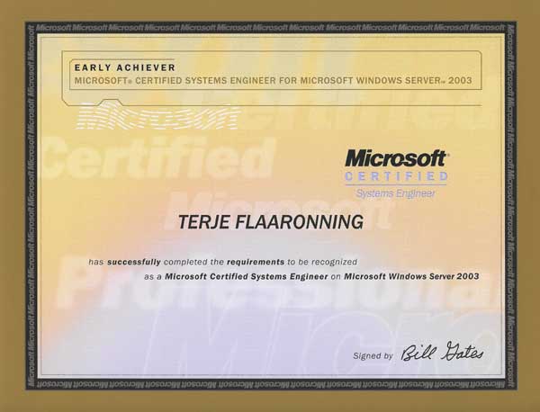 2004.02.27: Microsoft Certified Systems Engineer, Windows Server 2003